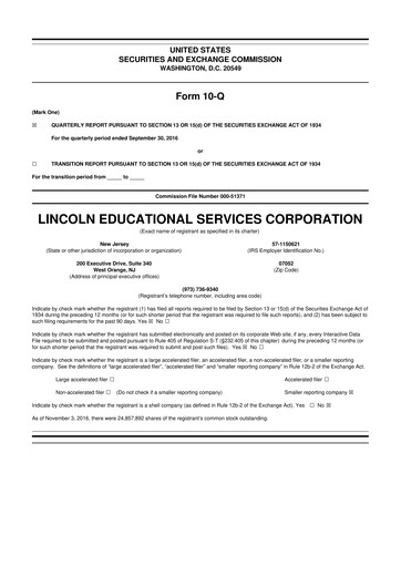 Thumbnail Lincoln Educational Services 10-Q Quarterly Report FY2016 