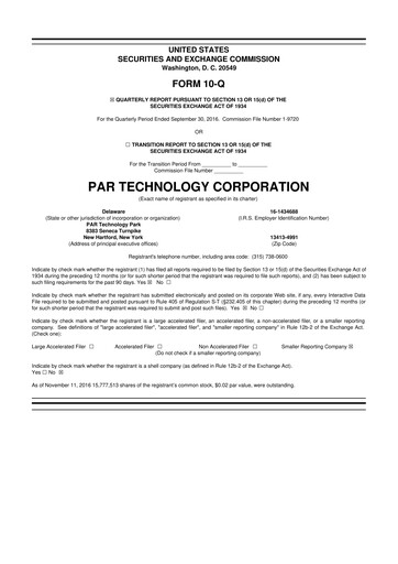 Thumbnail PAR Technology 10-Q Quarterly Report FY2016 