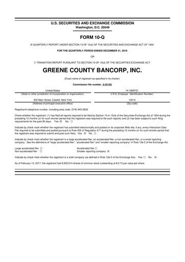 Thumbnail Greene County Bancorp 10-Q Quarterly Report FY2017 