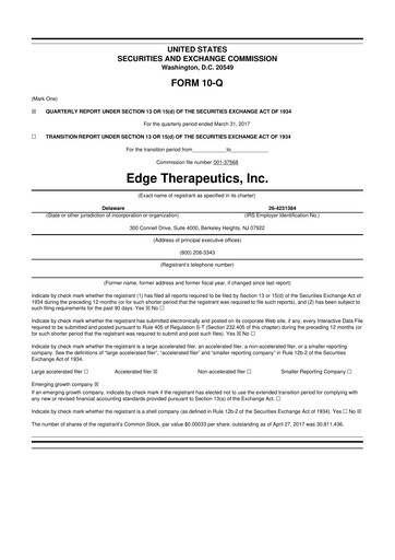 Miniature PDS Biotechnology
 10-Q Rapport trimestriel 2017 