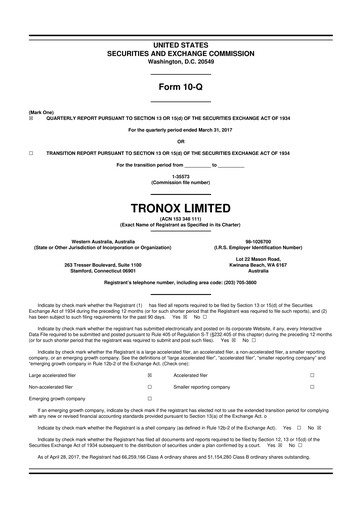 Thumbnail Tronox 10-Q Quarterly Report FY2017 