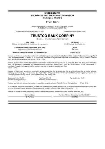 Thumbnail Trustco Bank 10-Q Quarterly Report FY2017 