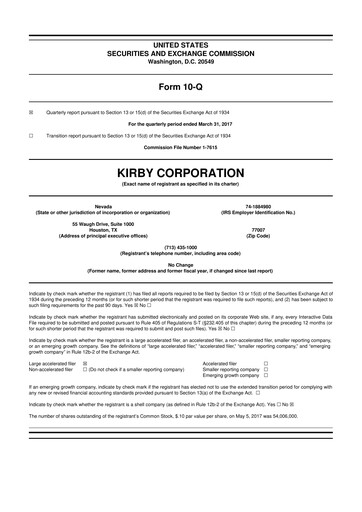 Thumbnail Kirby Corporation
 10-Q Quarterly Report FY2017 