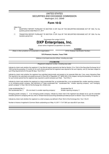 Thumbnail DXP Enterprises 10-Q Quarterly Report FY2017 