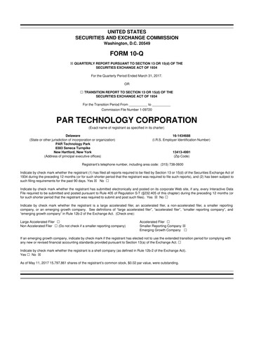 Thumbnail PAR Technology 10-Q Quarterly Report FY2017 