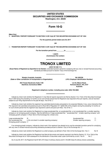 Thumbnail Tronox 10-Q Quarterly Report FY2017 
