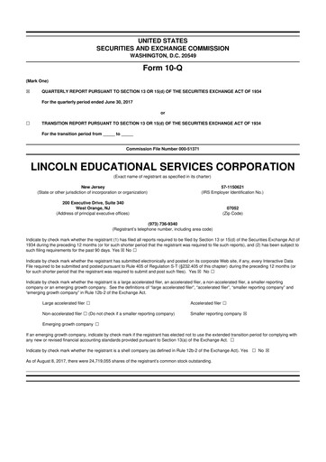 Thumbnail Lincoln Educational Services 10-Q Quarterly Report FY2017 