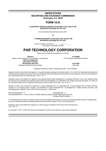 Thumbnail PAR Technology 10-Q Quarterly Report FY2017 