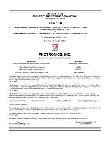 Thumbnail Photronics 10-Q Quarterly Report FY2017 