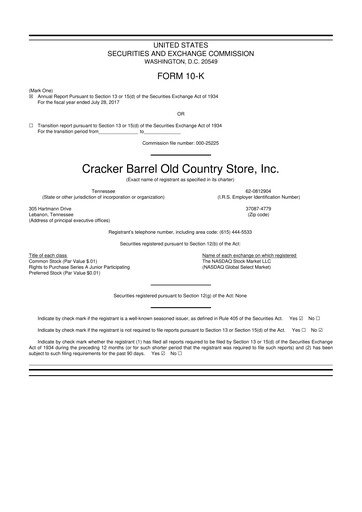 Vorschaubild Cracker Barrel 10-K Jahresbericht 2017