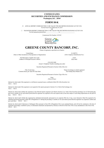 Thumbnail Greene County Bancorp 10-K Annual Report 2017