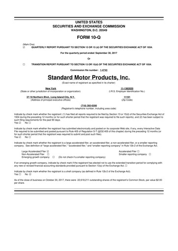 Thumbnail Standard Motor Products 10-Q Quarterly Report FY2017 
