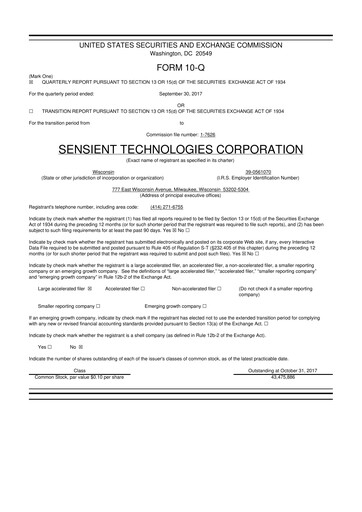 Thumbnail Sensient Technologies
 10-Q Quarterly Report FY2017 