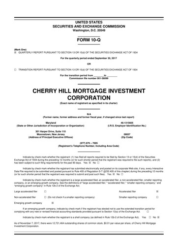Thumbnail Cherry Hill Mortgage Investment 10-Q Quarterly Report FY2017 