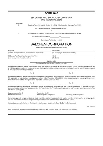 Thumbnail Balchem 10-Q Quarterly Report FY2017 