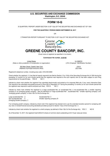 Thumbnail Greene County Bancorp 10-Q Quarterly Report FY2018 
