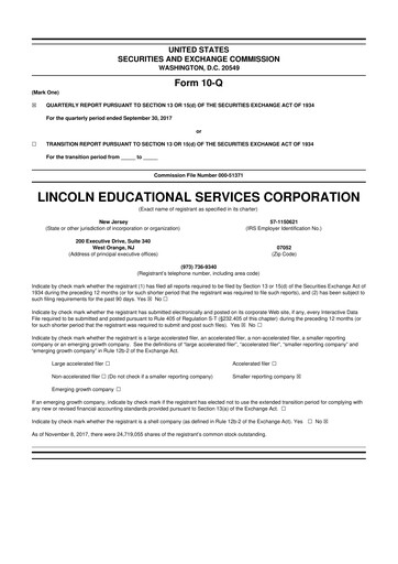 Thumbnail Lincoln Educational Services 10-Q Quarterly Report FY2017 
