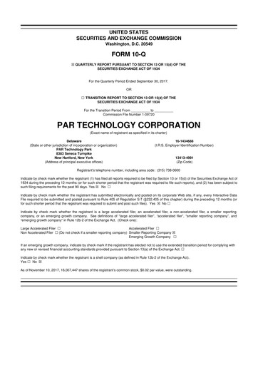 Thumbnail PAR Technology 10-Q Quarterly Report FY2017 