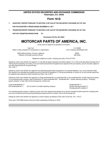 Vorschaubild Motorcar Parts of America 10-Q Quartalsbericht 2018 