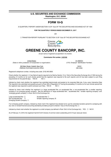 Thumbnail Greene County Bancorp 10-Q Quarterly Report FY2018 
