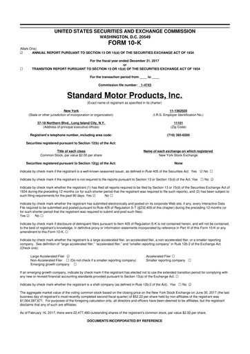 Thumbnail Standard Motor Products 10-K Annual Report 2017