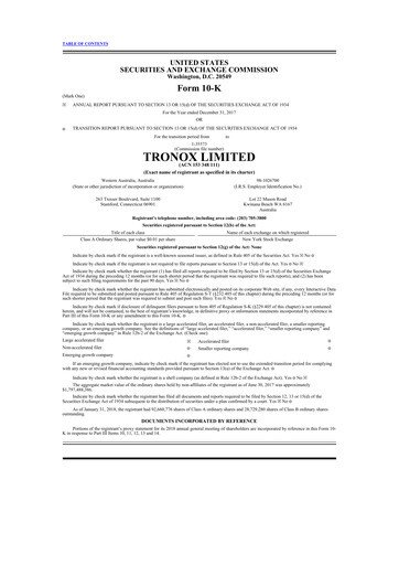 Miniature Tronox 10-K Rapport annuel 2017