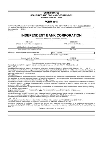 Thumbnail Independent Bank Corporation 10-K Annual Report 2017