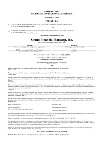 Thumbnail Sound Financial Bancorp 10-K Annual Report 2017
