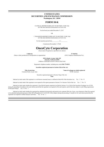 Thumbnail OncoCyte
 10-K Annual Report 2017