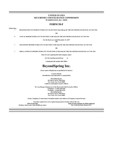 Thumbnail BeyondSpring 20-F Annual Report 2017