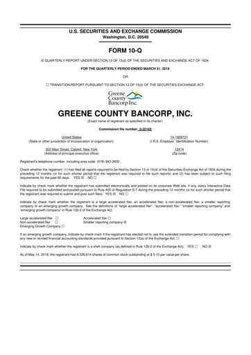 Thumbnail Greene County Bancorp 10-Q Quarterly Report FY2018 