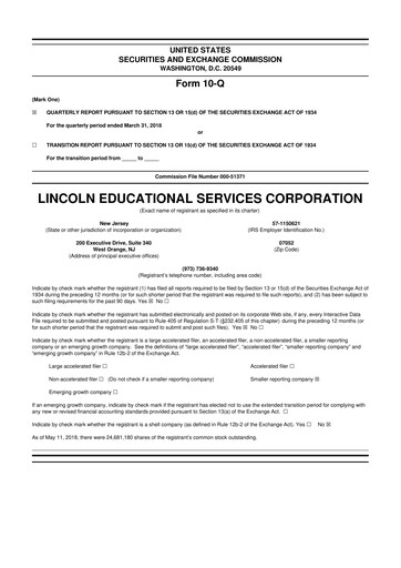 Thumbnail Lincoln Educational Services 10-Q Quarterly Report FY2018 