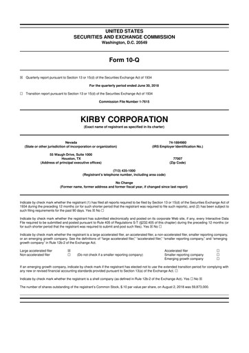 Thumbnail Kirby Corporation
 10-Q Quarterly Report FY2018 