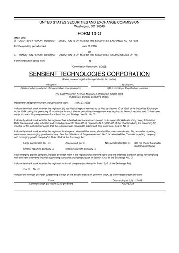 Thumbnail Sensient Technologies
 10-Q Quarterly Report FY2018 
