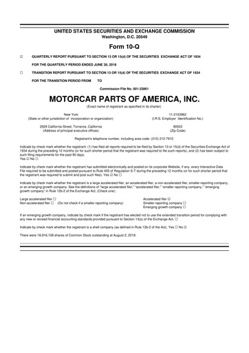 Vorschaubild Motorcar Parts of America 10-Q Quartalsbericht 2019 