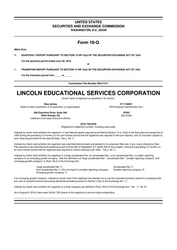 Thumbnail Lincoln Educational Services 10-Q Quarterly Report FY2018 