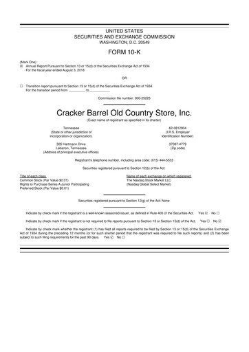 Vorschaubild Cracker Barrel 10-K Jahresbericht 2018