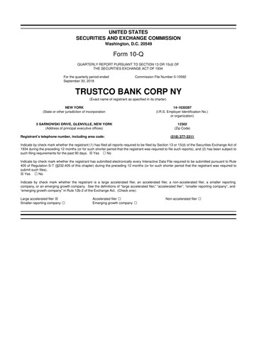 Thumbnail Trustco Bank 10-Q Quarterly Report FY2018 