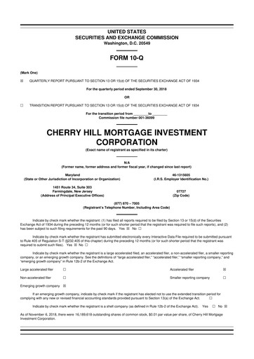 Thumbnail Cherry Hill Mortgage Investment 10-Q Quarterly Report FY2018 