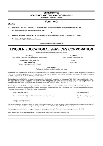 Thumbnail Lincoln Educational Services 10-Q Quarterly Report FY2018 