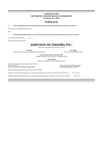Thumbnail Johnson Outdoors
 10-K Annual Report 2018