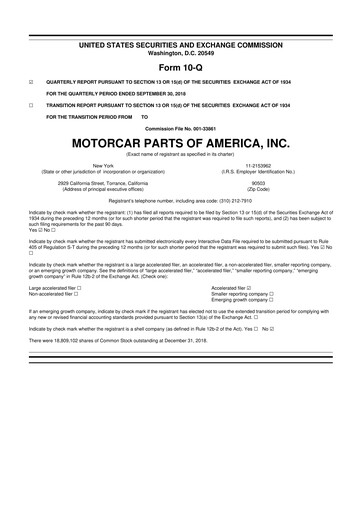 Vorschaubild Motorcar Parts of America 10-Q Quartalsbericht 2019 