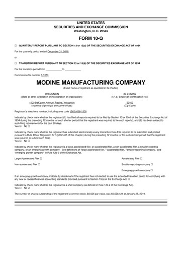 Thumbnail Modine Manufacturing
 10-Q Quarterly Report FY2019 