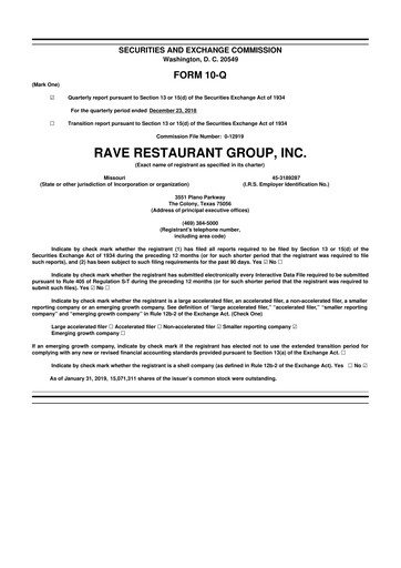 Thumbnail Rave Restaurant Group 10-Q Quarterly Report FY2019 