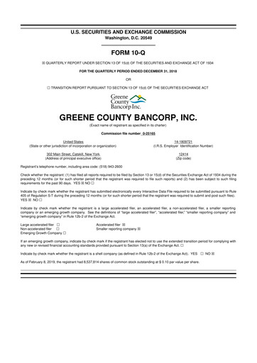 Thumbnail Greene County Bancorp 10-Q Quarterly Report FY2019 