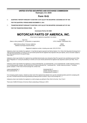 Vorschaubild Motorcar Parts of America 10-Q Quartalsbericht 2019 