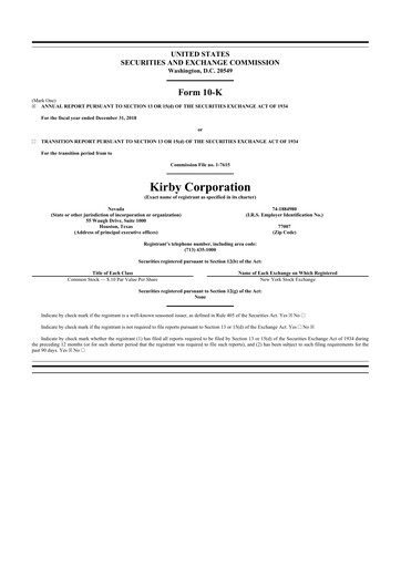 Thumbnail Kirby Corporation
 10-K Annual Report 2018