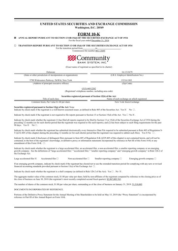 Thumbnail Community Financial System 10-K Annual Report 2018