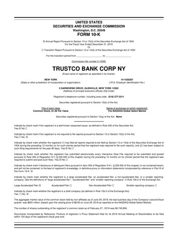 Thumbnail Trustco Bank 10-K Annual Report 2018