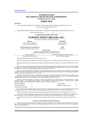 Thumbnail Turning Point Brands 10-K Annual Report 2018